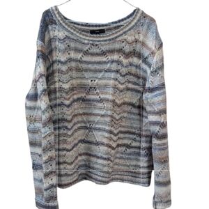 Fate, Neutral Shades Striped Wool Blend Sweater. L
